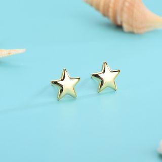 925 Sterling Silver Star Earring 1 Pair - Es1198 - Gold - One Size