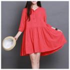 Tie Neck 3/4-sleeve Dress