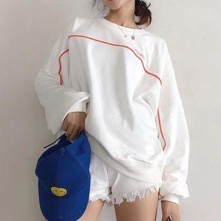 Contrast Trim Letter Sweatshirt