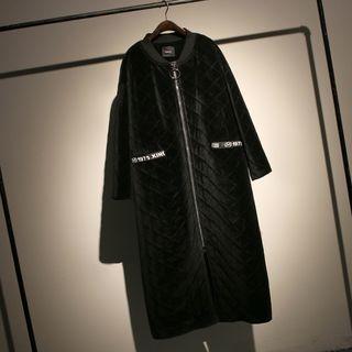 Lettering Quilted Long Coat