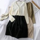 Set: Knit Cardigan + Sleeveless A-line Dress