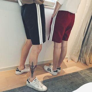 Couple Matching Contrast-trim Sweat Shorts