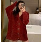 Loose-fit Furry-knit Cardigan