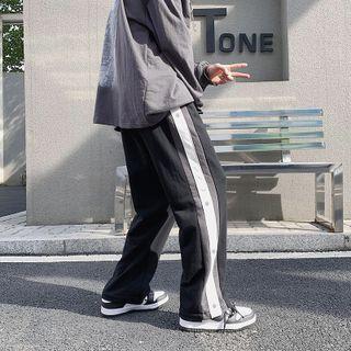 Striped Panel Wide-leg Sweatpants