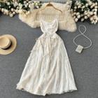 Suspender Lace-up Strap Bow Lace Dress