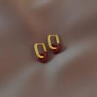 Heart Drop Earring 1 Pair - Brown Red Heart - Gold - One Size
