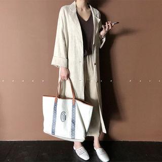 Maxi Linen Chesterfield Coat