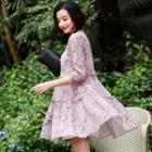 A-line Floral Chiffon Dress