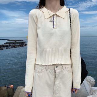 Plain Polo Sweater Almond - One Size