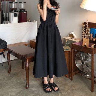 Midi A-line Spaghetti Strap Dress Black - One Size