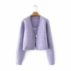Set: Cardigan + Knit Camisole Purple - One Size