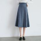 Faux-suede Gingham A-line Skirt