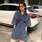 3/4-sleeve Denim Shirt / Shorts