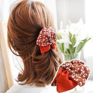 Leopard Print Fabric Hair Clamp 01# - Brick Red - One Size