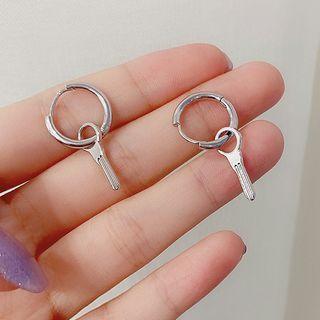 Key Dangle Earring E2702 - 1 Pair - Silver - One Size
