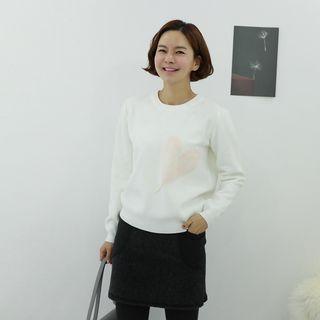 Beaded Heart-detail Knit Top