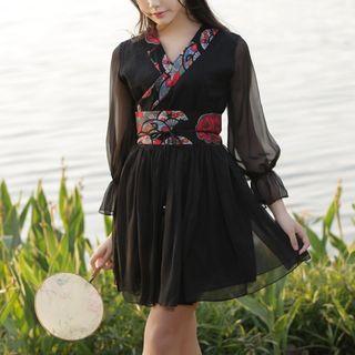 Ancient China Wrapped Neck Chiffon Dress