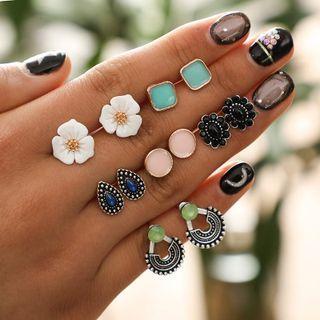 Set Of 6 Pairs: Stud Earring + Drop Earring