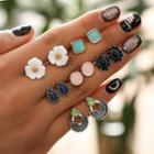 Set Of 6 Pairs: Stud Earring + Drop Earring