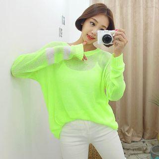 Neon-color Oversized Sheer Knit Top