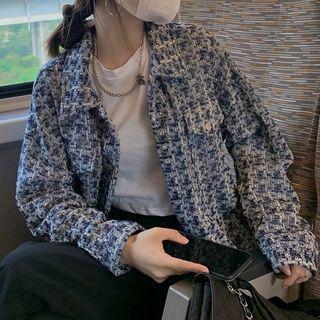 Tweed Button-up Jacket Jacket - Blue - One Size