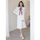 Puff-shoulder Wide-lapel Trench Coat