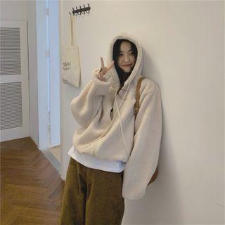 Hooded Zip Shearling Coat