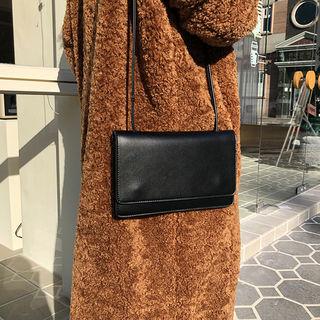 Hidden-button Faux-leather Shoulder Bag