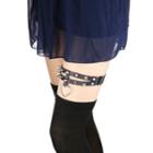 Heart Pendant Studded Faux Leather Garter