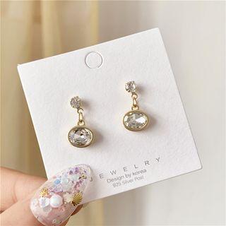 Rhinestone Dangle Earring 1 Pair - Earrings - Gold & White - One Size