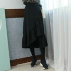 Asymmetric Ruffle-hem Midi Wrap Skirt