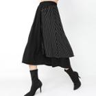Striped Panel A-line Skirt Black - One Size
