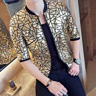 3/4-sleeve Printed Zip Jacket