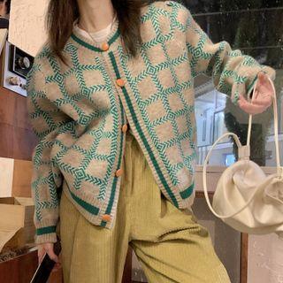 Plaid Cardigan / Corduroy Loose Fit Pants
