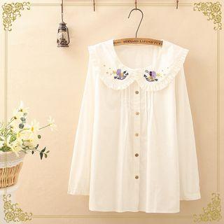 Frill-trim Embroidered Shirt