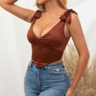 Plunge-neck Bow Camisole Top