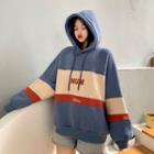 Embroidered Color Panel Hooded Sweatshirt