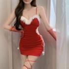 Two Tone Skinny Mini Dress / Plain Fishnet Sleeve