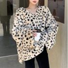 Leopard Print Sweater / Velvet Wide-leg Pants
