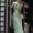 Spaghetti Strap Flower Detail Midi Sheath Dress