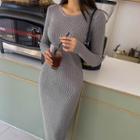 Rib-knit Maxi Bodycon Dress