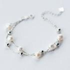 925 Sterling Silver Freshwater Pearl Layered Bracelet