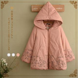 Embroidery Hooded Padded Jacket