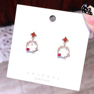 Rhinestone Star Hoop Dangle Earring 1 Pair - As Shown In Figure - One Size