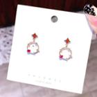 Rhinestone Star Hoop Dangle Earring 1 Pair - As Shown In Figure - One Size