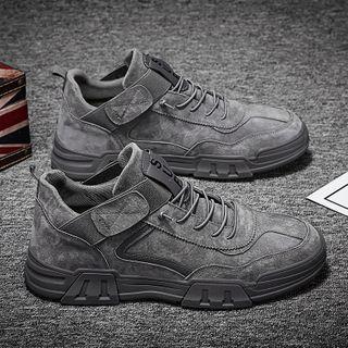Faux-suede Lace-up Lettering Sneakers