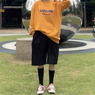 Lettering Sweatshirt With Lining - Tangerine - One Size