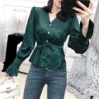 Buttoned Bell-sleeve Blouse