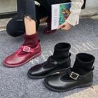Paneled Buckled Ankle Boots