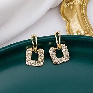 Rhinestone Square Dangle Earring E2960 - As Shown In Figure - One Size